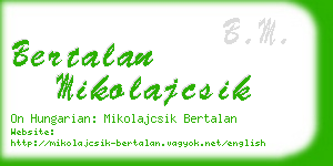 bertalan mikolajcsik business card